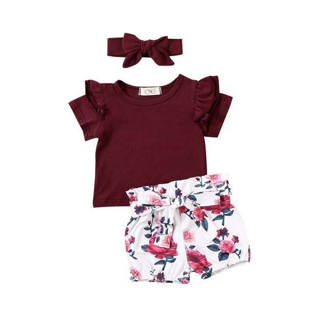 3PCS Summer Toddler Newborn Baby Girl Tops T Shirt Shorts Pants Outfit Clothes